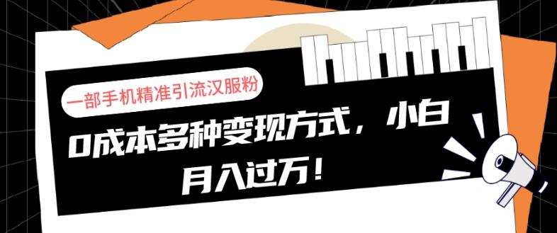 一部手机精准引流汉服粉，0成本多种变现方式，小白月入过万！-秋鱼网创