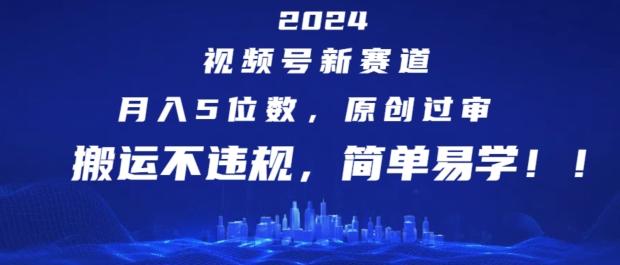 2024视频号新赛道，月入5位数+，原创过审，搬运不违规，简单易学【揭秘】-秋鱼网创