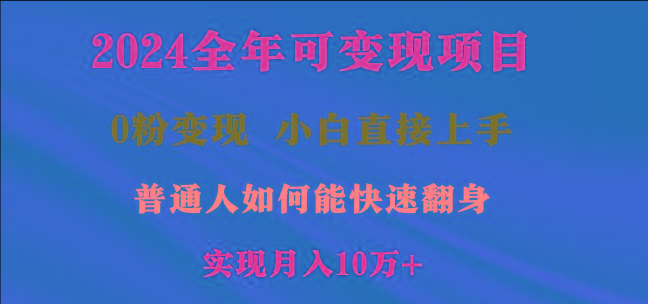 2024全年可变现项目，一天收益至少2000+，小白上手快，普通人就要利用互…-秋鱼网创