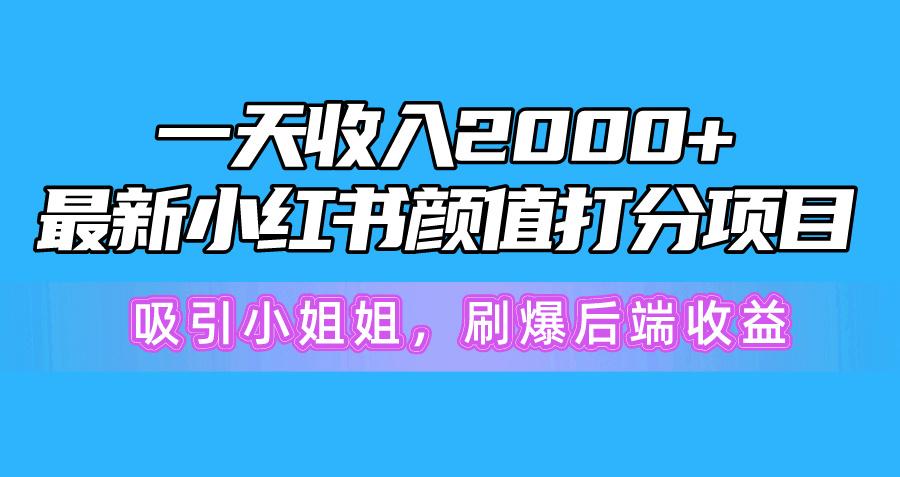 一天收入2000+，最新小红书颜值打分项目，吸引小姐姐，刷爆后端收益-秋鱼网创