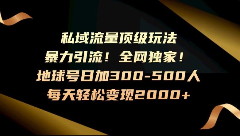 暴力引流，全网独家，地球号日加300-500人，私域流量顶级玩法，每天轻松变现2000+-秋鱼网创