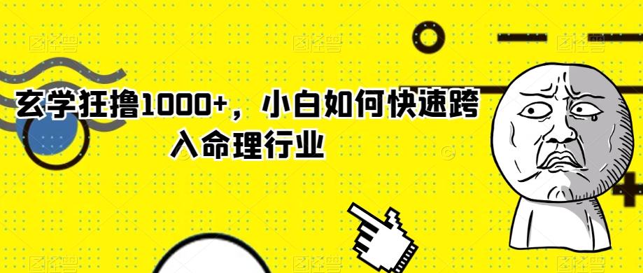 玄学狂撸1000+,小白如何快速跨入命理行业