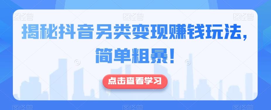 揭秘抖音另类变现赚钱玩法，简单粗暴！-秋鱼网创