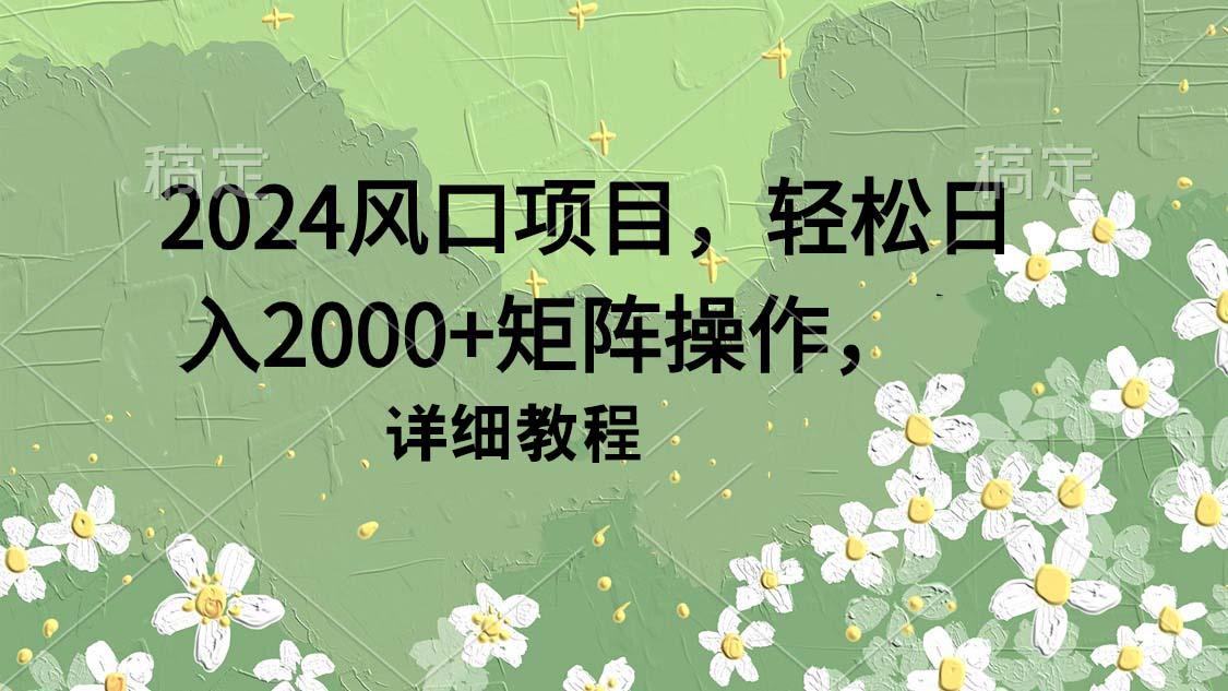 (9652期)2024风口项目，轻松日入2000+矩阵操作，详细教程-秋鱼网创