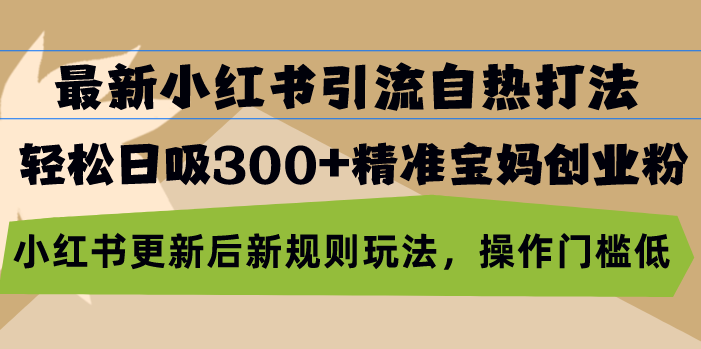 最新小红书引流自热打法，轻松日吸300+精准宝妈创业粉，小红书更新后新...-秋鱼网创
