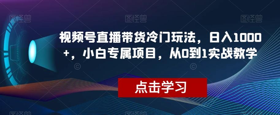 视频号直播带货冷门玩法，日入1000+，小白专属项目，从0到1实战教学【揭秘】-秋鱼网创