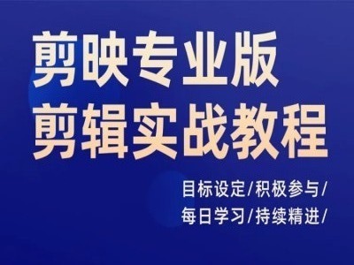 剪映专业版剪辑实战教程，目标设定/积极参与/每日学习/持续精进-秋鱼网创