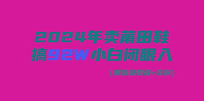 (9329期)2024年卖莆田鞋，搞了92W，小白闭眼操作！-秋鱼网创