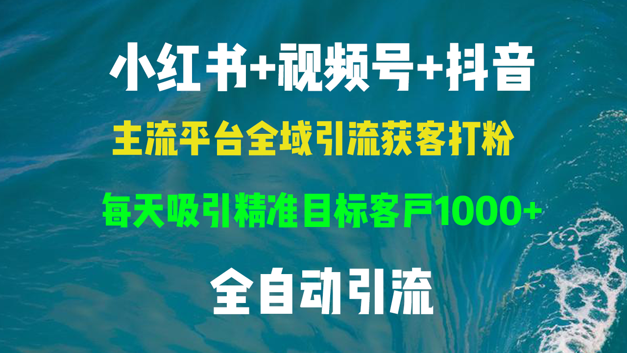 小红书，视频号，抖音主流平台全域引流获客打粉，每天吸引精准目标客户...-秋鱼网创