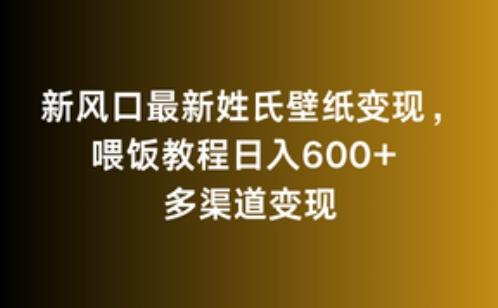新风口最新姓氏壁纸变现，喂饭教程日入600+【揭秘】-秋鱼网创