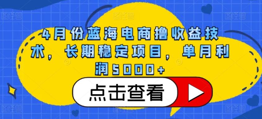 4月份蓝海电商撸收益技术，长期稳定项目，单月利润5000+【揭秘】-秋鱼网创
