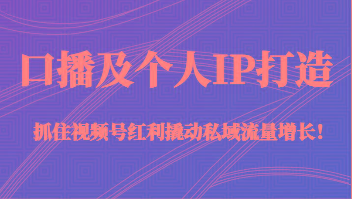 口播及个人IP打造，抓住视频号红利撬动私域流量增长！（45节课）-秋鱼网创