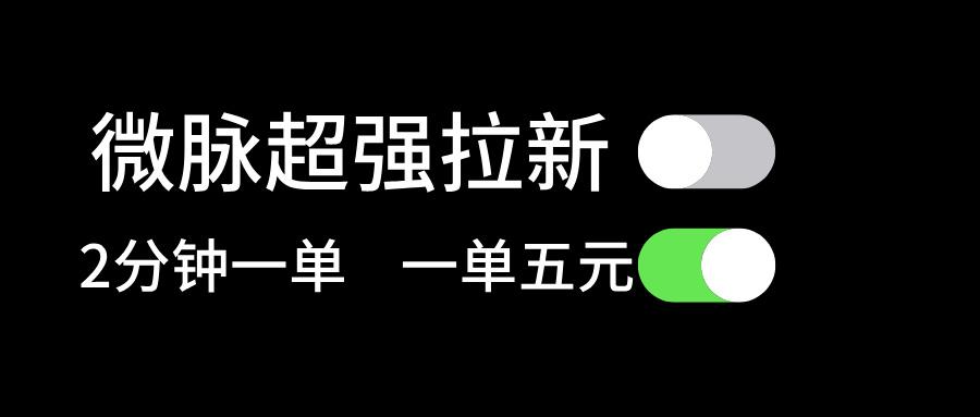 微脉超强拉新， 两分钟1单， 一单利润5块，适合小白-秋鱼网创
