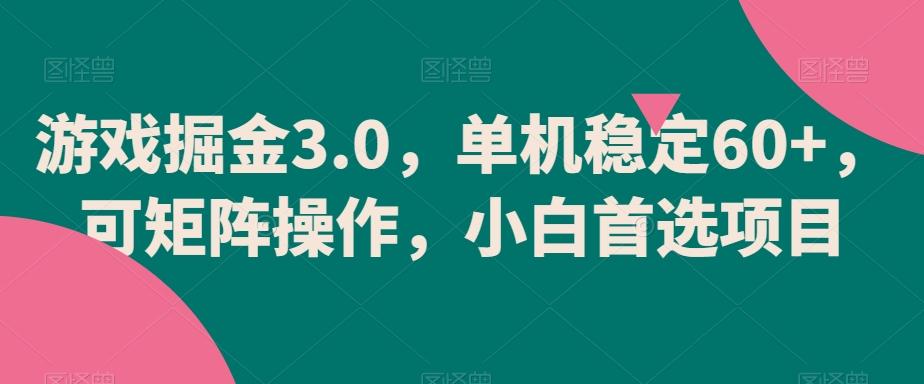 游戏掘金3.0，单机稳定60+，可矩阵操作，小白首选项目【揭秘】-秋鱼网创