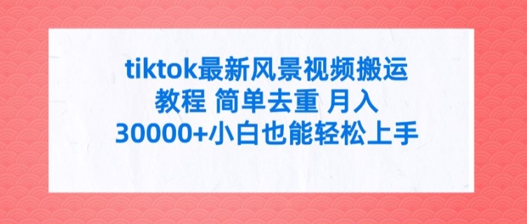 tiktok最新风景视频搬运教程 简单去重 月入3W+小白也能轻松上手【揭秘】-秋鱼网创