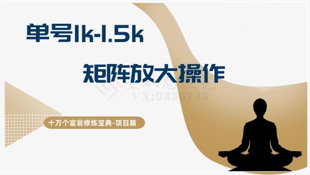 十万个富翁修炼宝典15.单号1k-1.5k，矩阵放大操作-秋鱼网创