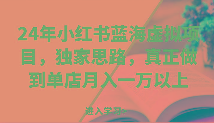 24年小红书蓝海虚拟项目，独家思路，真正做到单店月入一万以上。-秋鱼网创