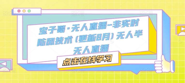宝子哥·无人直播-非实时防风技术(更新9月)无人半无人直播-秋鱼网创