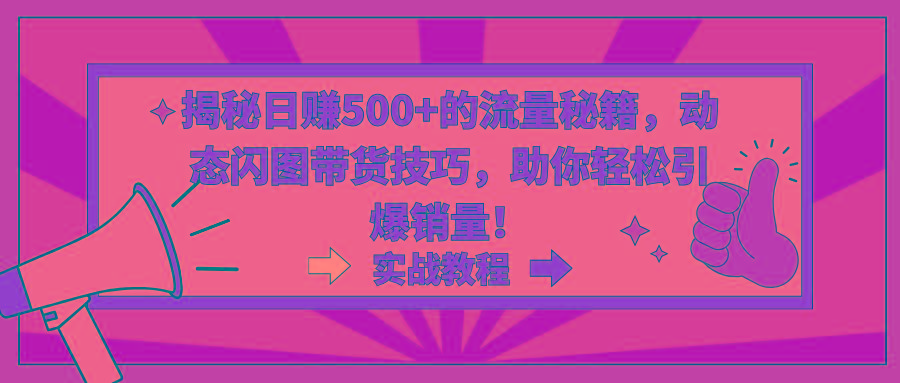 揭秘日赚500+的流量秘籍，动态闪图带货技巧，助你轻松引爆销量！-秋鱼网创